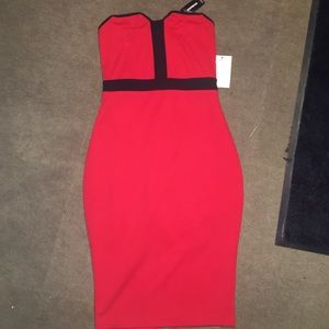 Express Red Strapless Dress